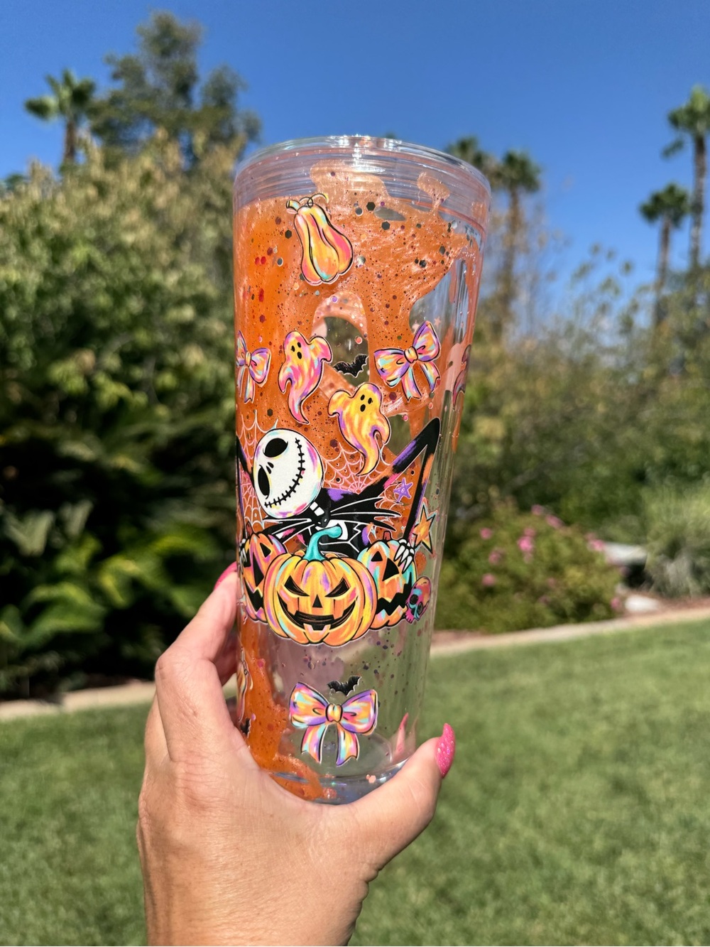 Jack skellington jelly snow globe tumbler 24oz